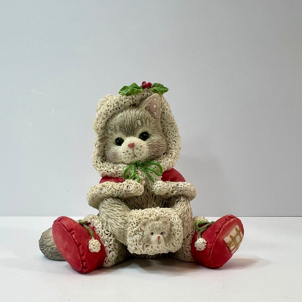 Vtg Enesco Calico Kittens Priscilla Hillman 1993 Christmas Cat Figurine 628174